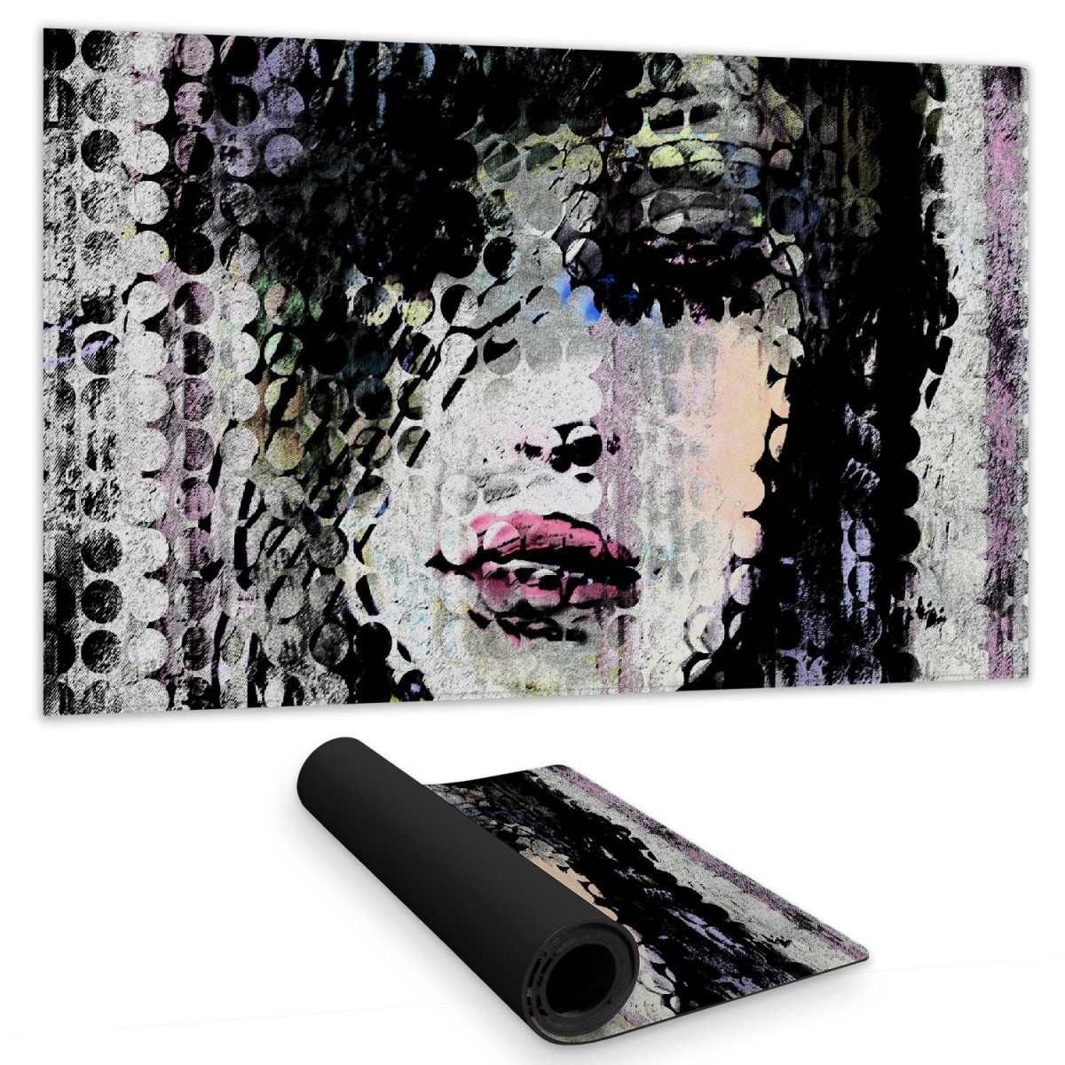 C1DM1424JBS5KH 14 x 24 in. Abstract Colorful Woman Face Retro Desk Mat - Home Decor