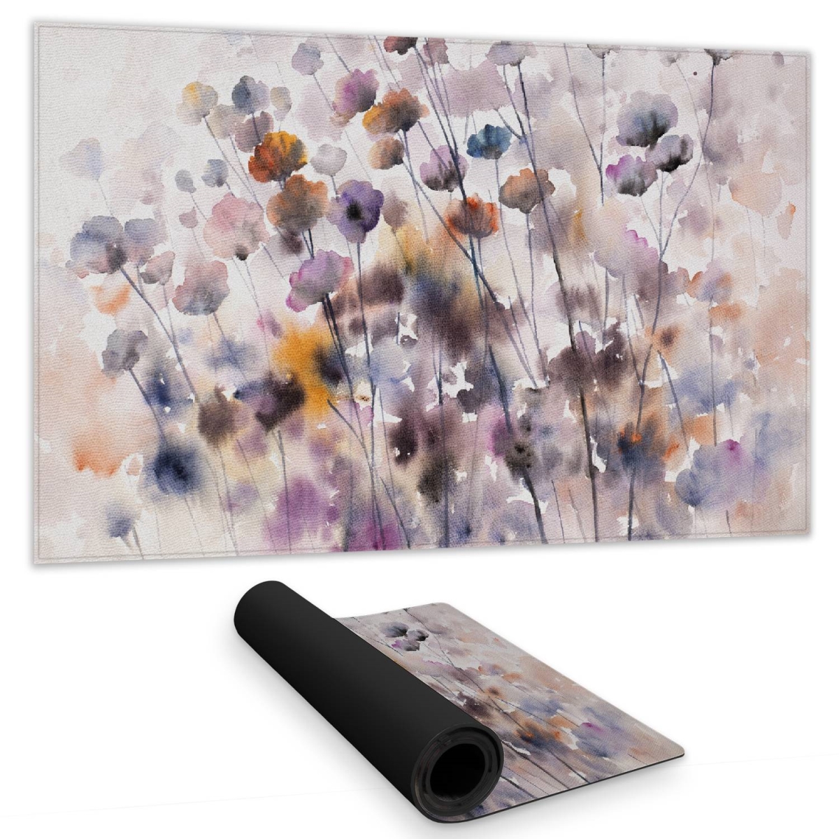 C1DM1424S88OIB 14 x 24 in. Purple Wildflowers Desk Mat - Romantic Home Decor Accessory