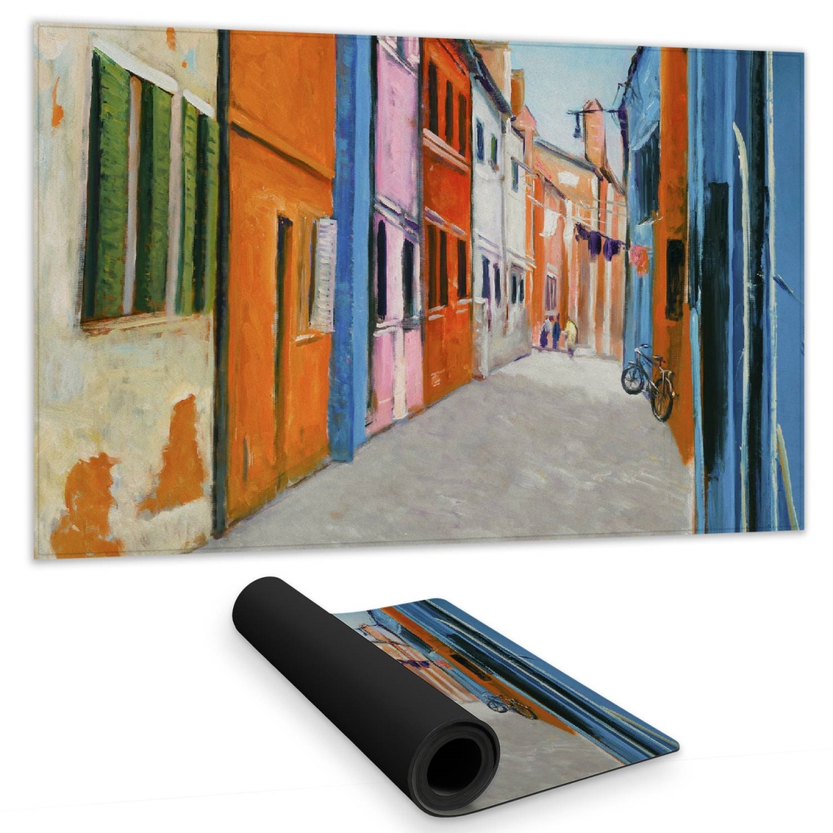 C1DM1424CEB3IE 14 x 24 in. Colorful Houses in Italy Desk Mat - Contemporary Cities Decor