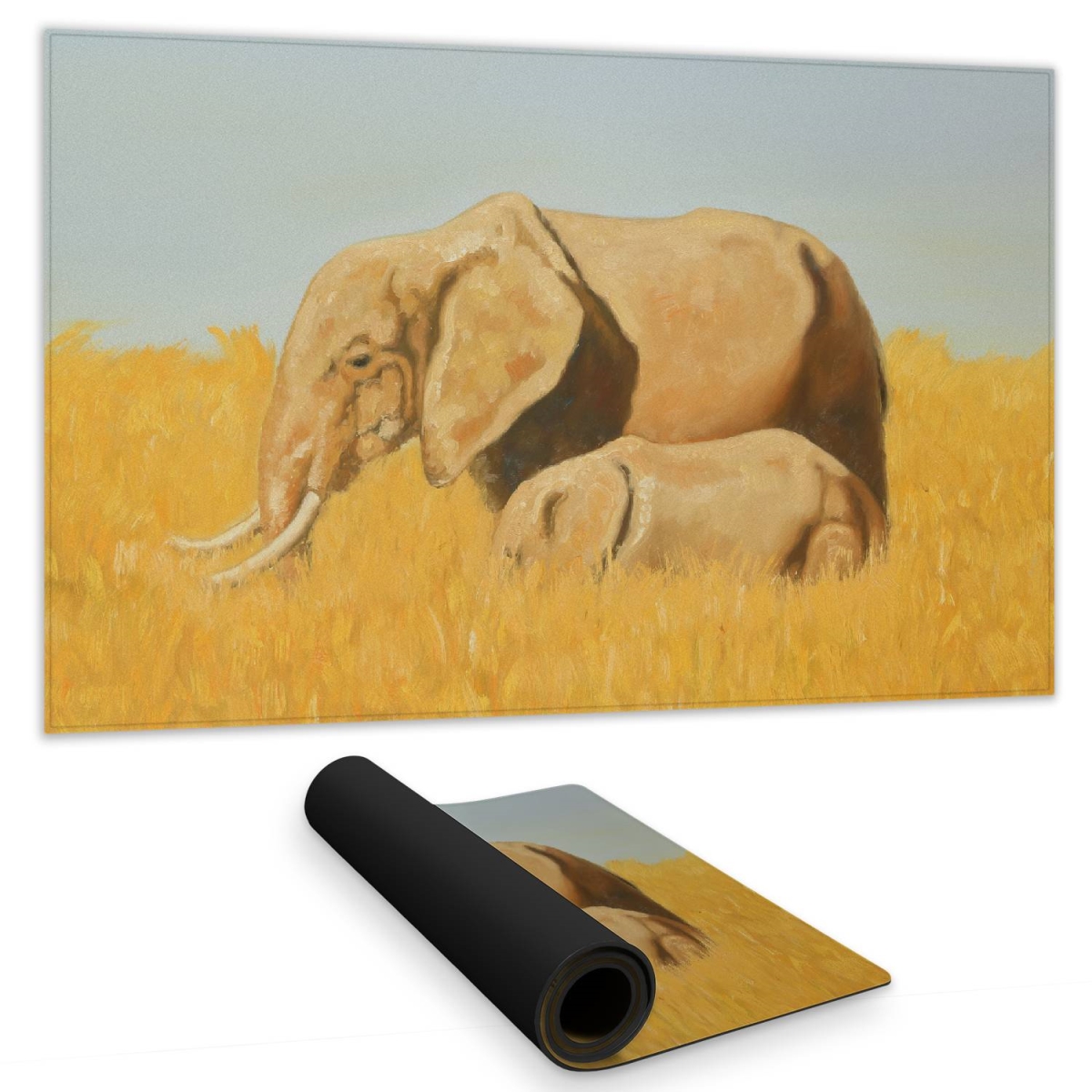C1DM1424A31SVY 14 x 24 in. Elephant & Little One Bedroom Blue Desk Mat - Home Decor