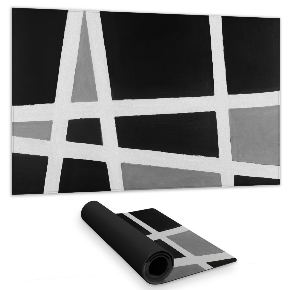 C1DM1424XE7W0P 14 x 24 in. Black & White Abstract Shapes Desk Mat - Industrial Home Decor