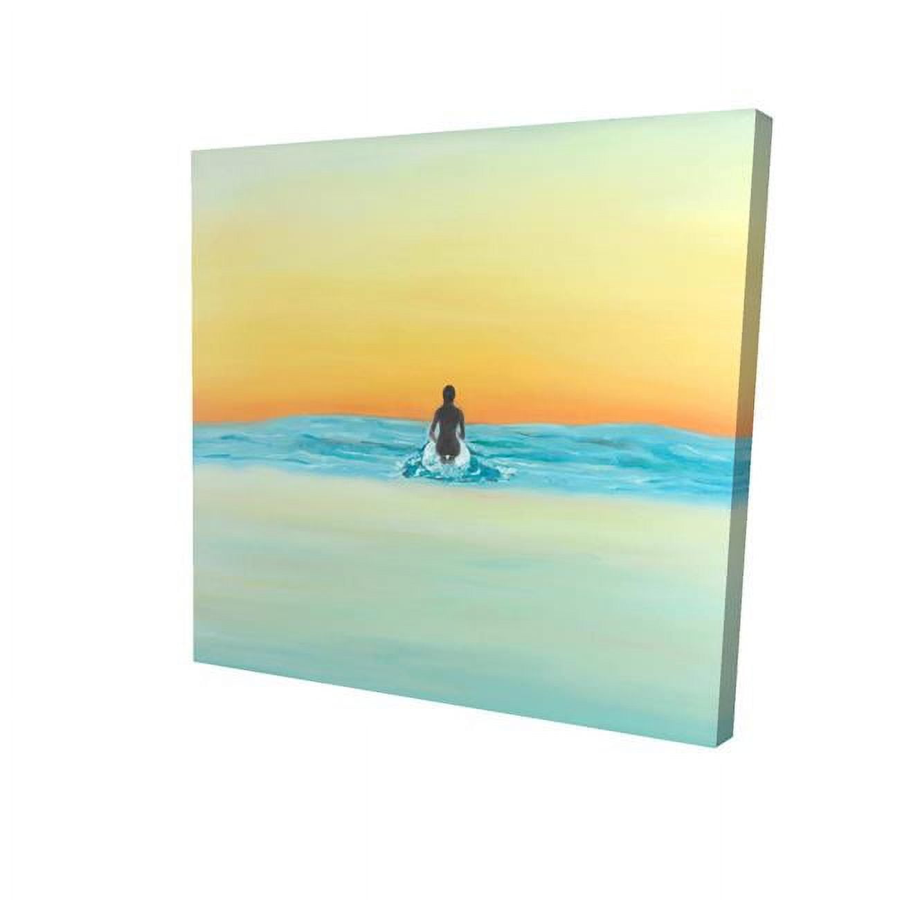16 x 16 in. A Surfer Swimming by Dawn-Print on Canvas
