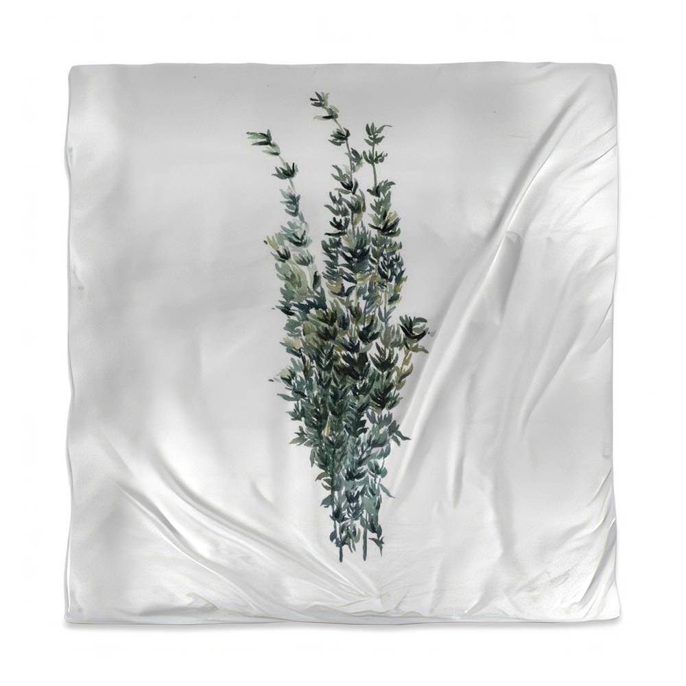 3817-SWCQ-GA92 Thyme Leaves Bundle Queen Size Duvet Cover - Illustrated Kitchen Decor