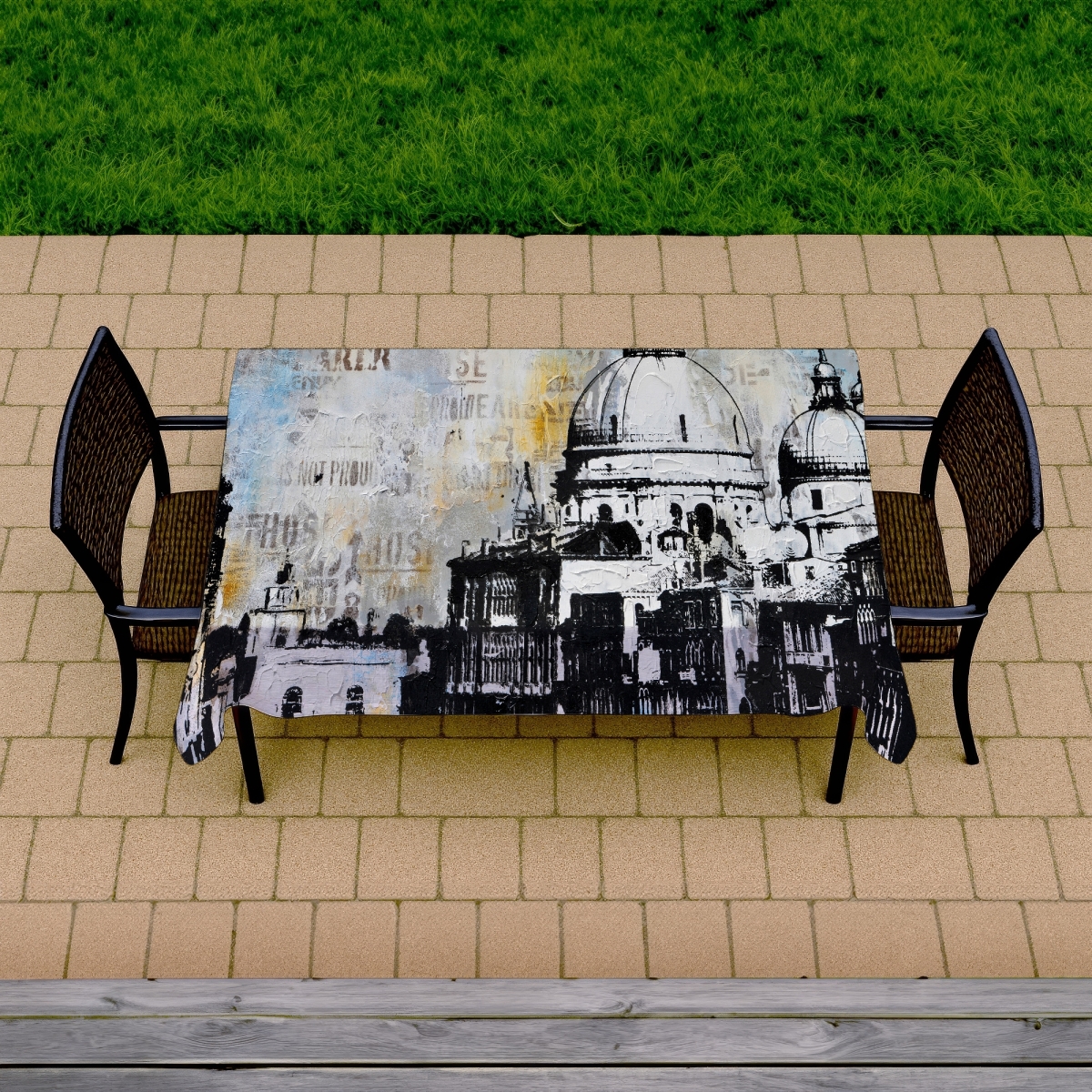 Picture of Begin Home Decor C1TCLRGE224CRU 58 x 102 in. White Tablecloth Basilica Santa Maria Della Salute Home Decor