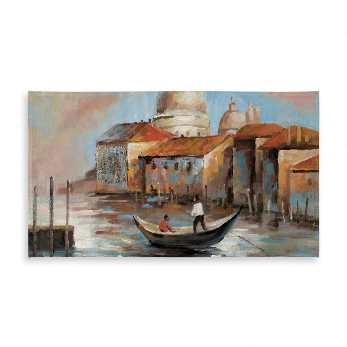 Picture of Begin Home Decor C1TCLRGEY3HMEE 58 x 102 in. Blue Boat Cities Tablecloth - Gondola Design for Home Decor