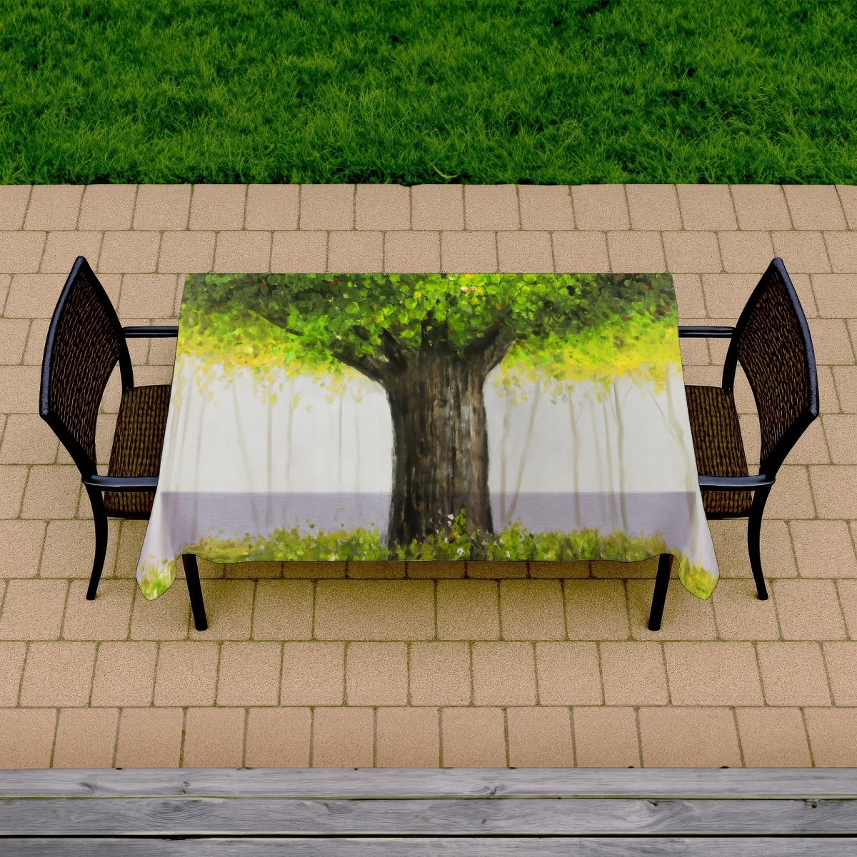 Picture of Begin Home Decor C1TCLRGE2R9DV0 58 x 102 in. Big Green Tree Tablecloth - Indoor & Outdoor Bedroom Decor