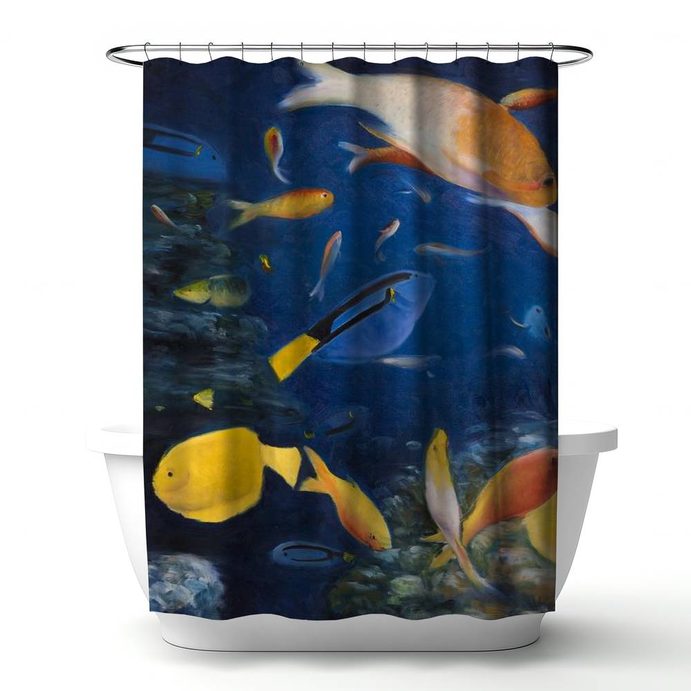 4240-7174-AN169 71 x 74 in. Colorful Fish Under the Sea Shower Curtain - Exotic Home Decor