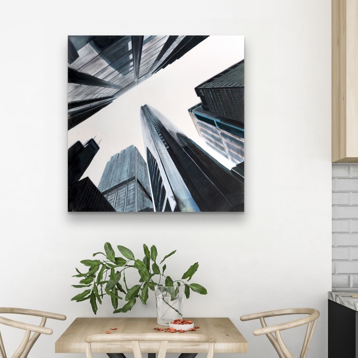 C1RC3232Y1Z98A 32 x 32 in. Perspective Skyscraper Canvas - Modern Bedroom Wall Art Decor