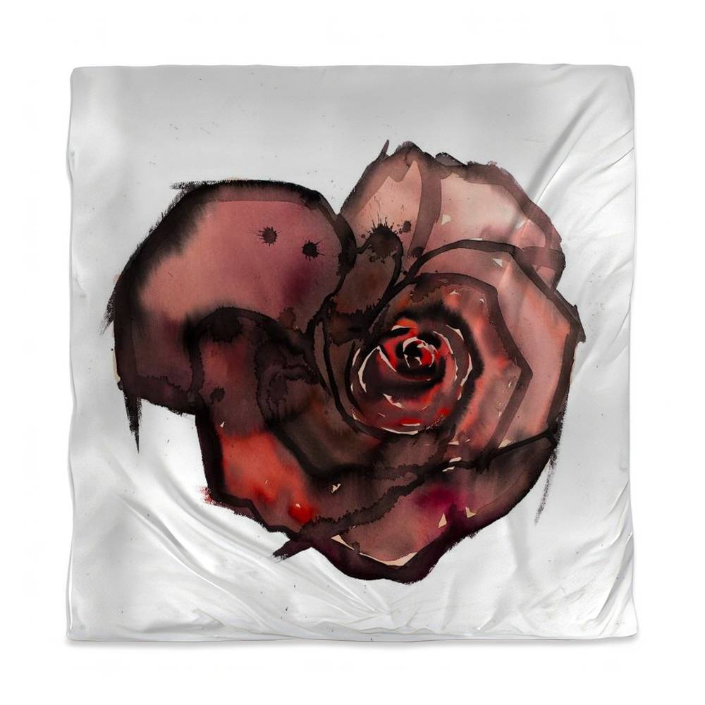 3817-SWCQ-FL289 Dark Rose Red Queen Size Duvet Cover - Floral & Botanical Bedroom Decor