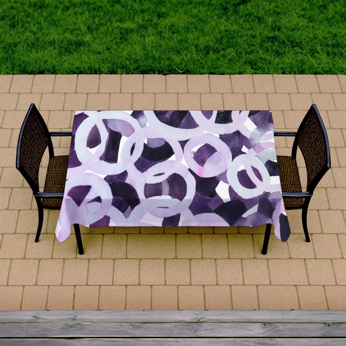 Picture of Begin Home Decor C1TCLRGELZHSJS 58 x 102 in. Abstract Purple Circles Tablecloth - Indoor & Outdoor Decor