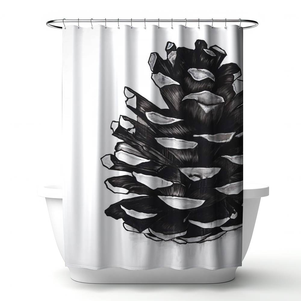 4240-7174-MI99 71 x 74 in. Rustic Botanical Shower Curtain - Pine Cone Home Decor