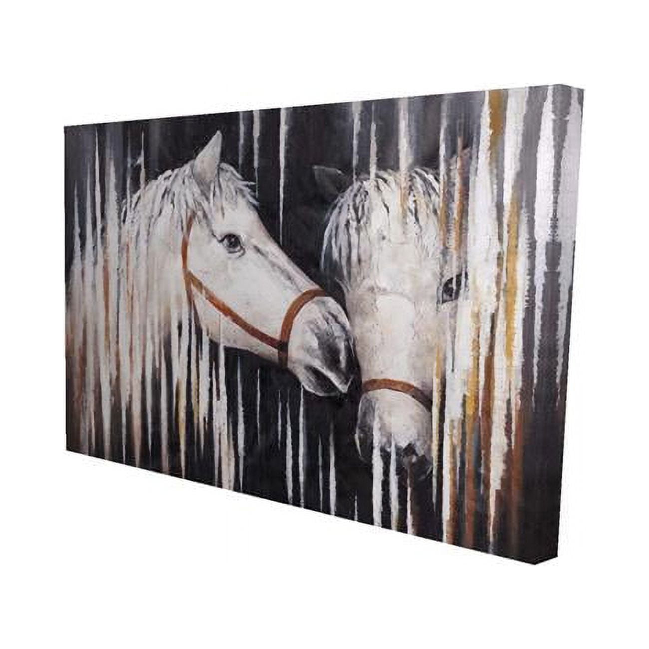 20 x 30 in. Two White Horses Kissing-Print on Canvas