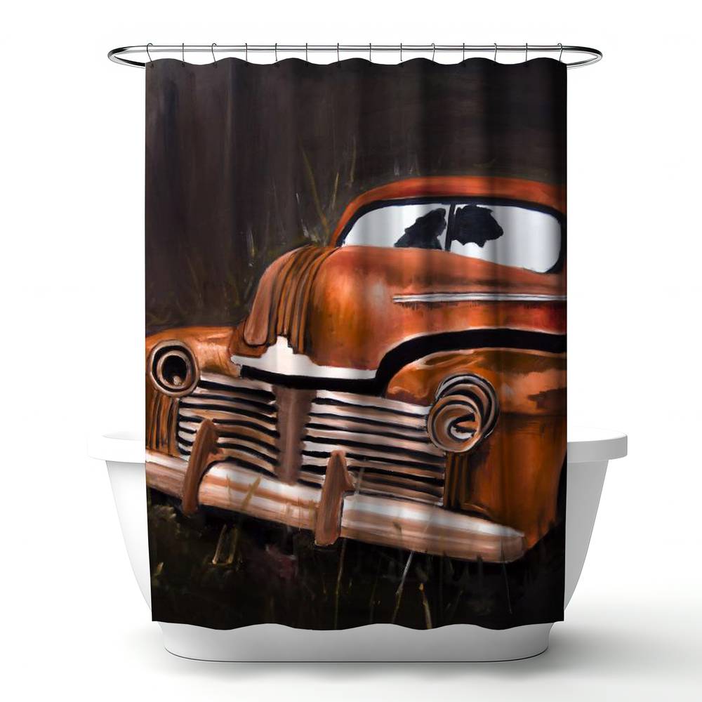 4240-7174-TR67 71 x 74 in. Old Car Crash Still Life - Bedroom Shower Curtain Decor