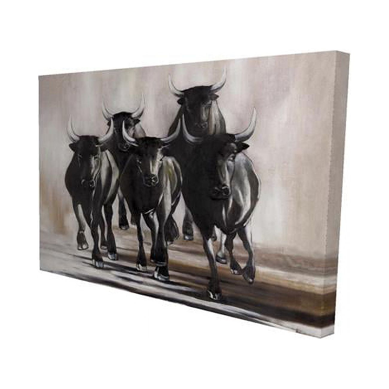 20 x 30 in. Group of Running Bulls-Print on Canvas