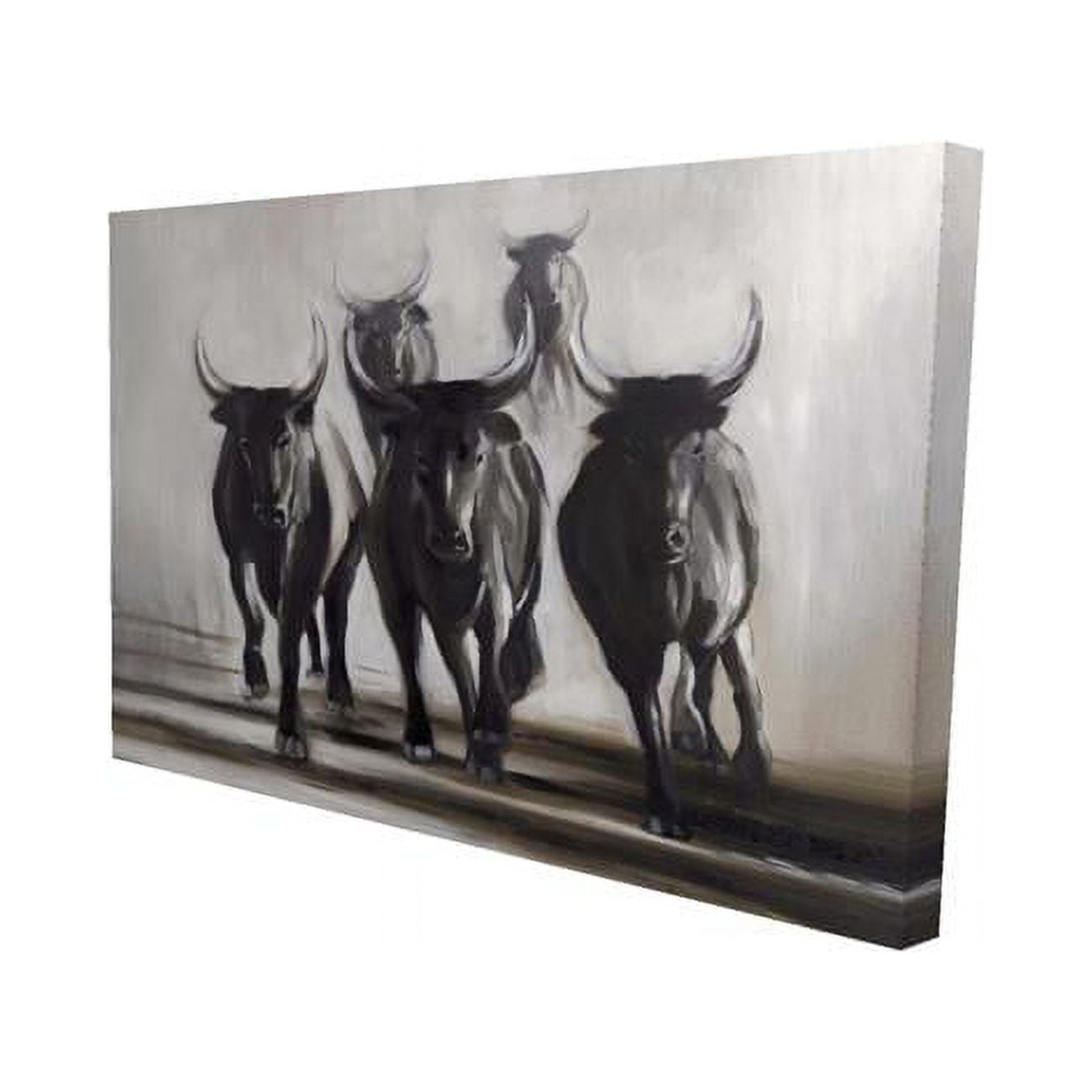 20 x 30 in. Running Fierce Bulls-Print on Canvas