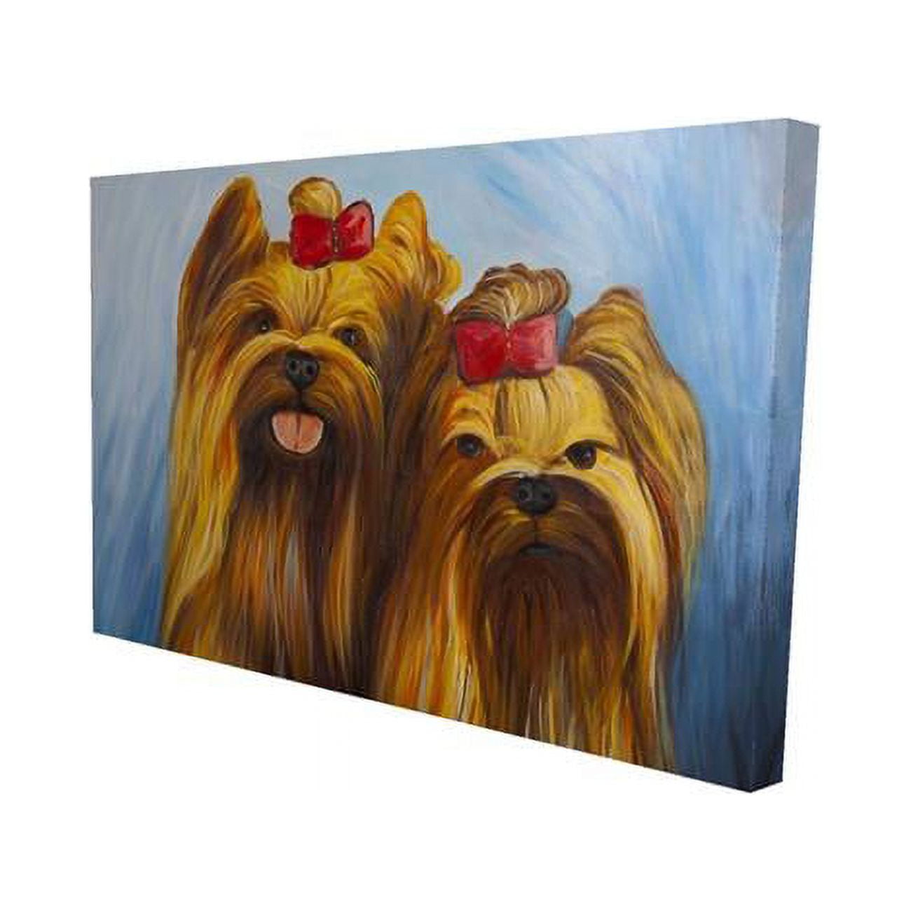 20 x 30 in. Two Smiling Dogs with Bow Tie-Print on Canvas