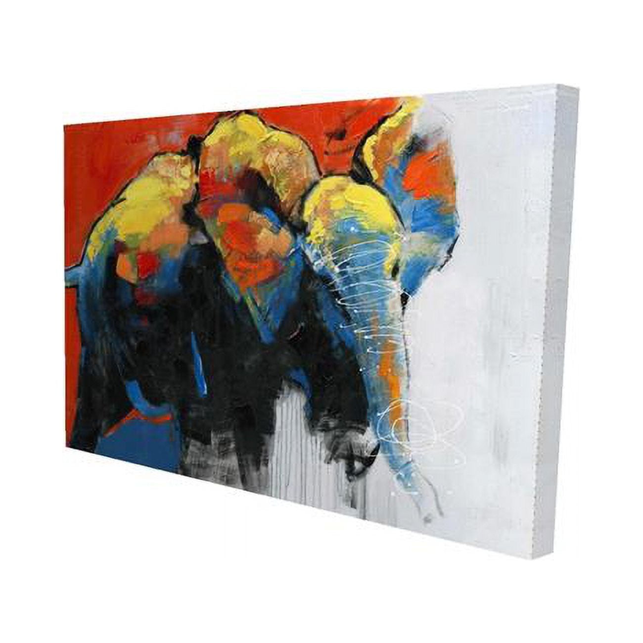 20 x 30 in. Colorful Abstract Moving Elephant-Print on Canvas