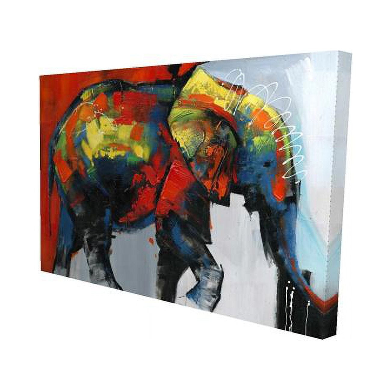 20 x 30 in. Abstract & Colorful Elephant In Motion-Print on Canvas
