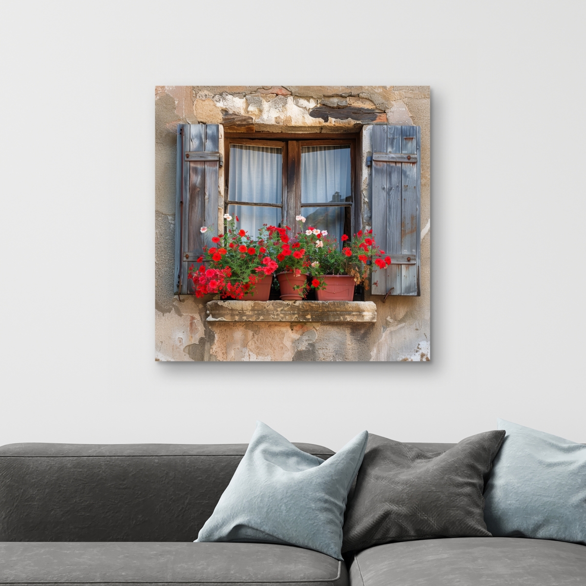 C1RC3232UD2PLZ 32 x 32 in. Flowers on the Ledge Canvas - Elegant Home Decor Wall Art