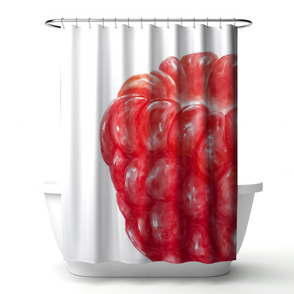 4240-7174-GA76 71 x 74 in. Raspberry Red Kitchen Shower Curtain - Home Decor Illustrative