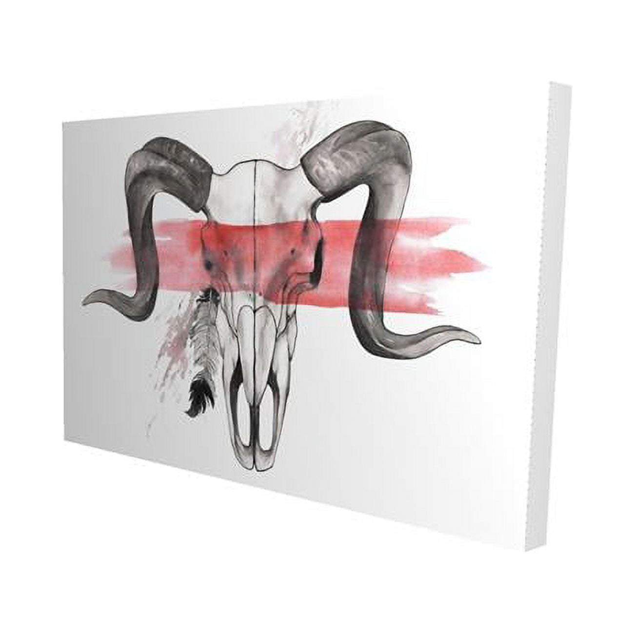 20 x 30 in. Aries Skull with Feather-Print on Canvas