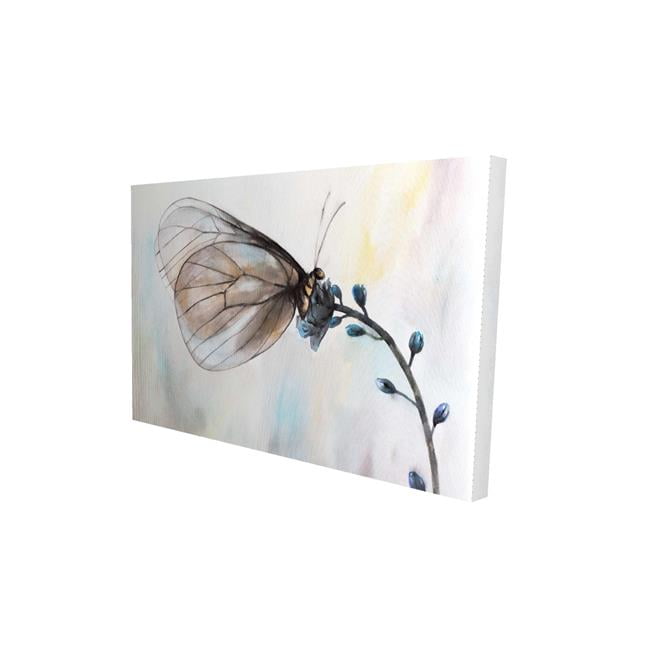 20 x 30 in. Butterfly on Blue Flowers-Print on Canvas