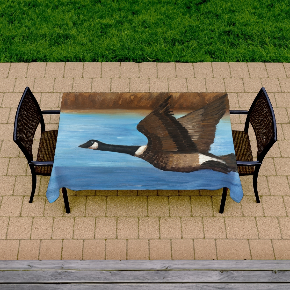 Picture of Begin Home Decor C1TCLRGEUH6UO7 58 x 102 in. Canada Goose Tablecloth - Indoor & Outdoor Bird Home Decor