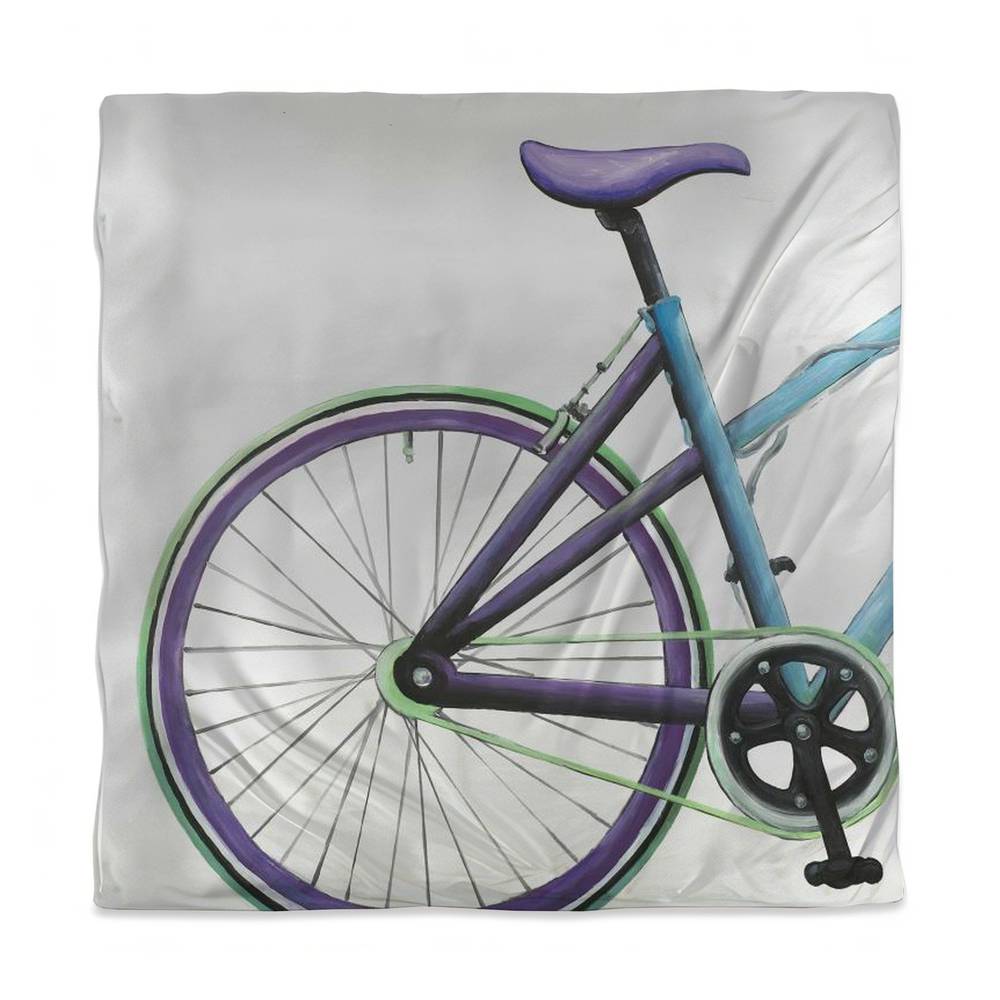 3817-SWCQ-TR30 Blue Contemporary Queen Size Duvet Cover - Blue & Purple Bike Design