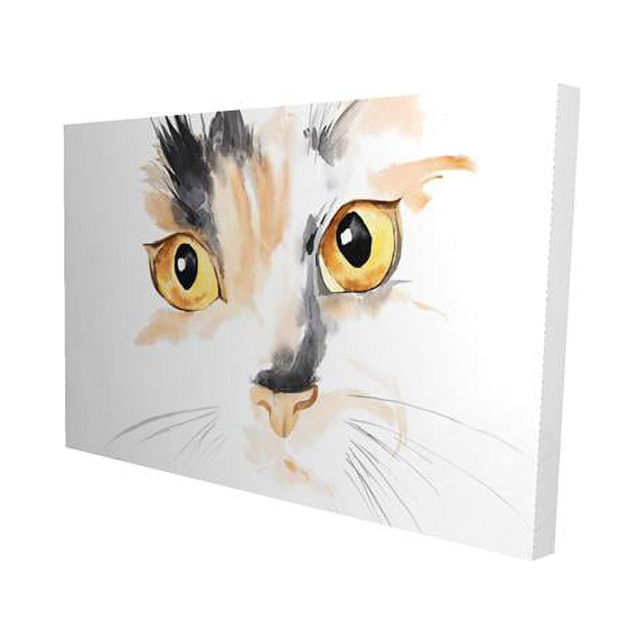 20 x 30 in. Watercolor Cat Face Closeup-Print on Canvas