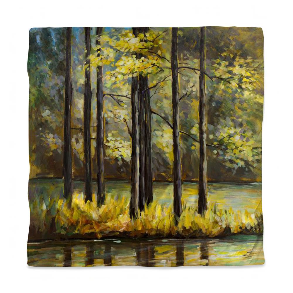 3817-SWCQ-LA28 Trees in the Middle of the Lake Queen Size Duvet Cover - Home Decor