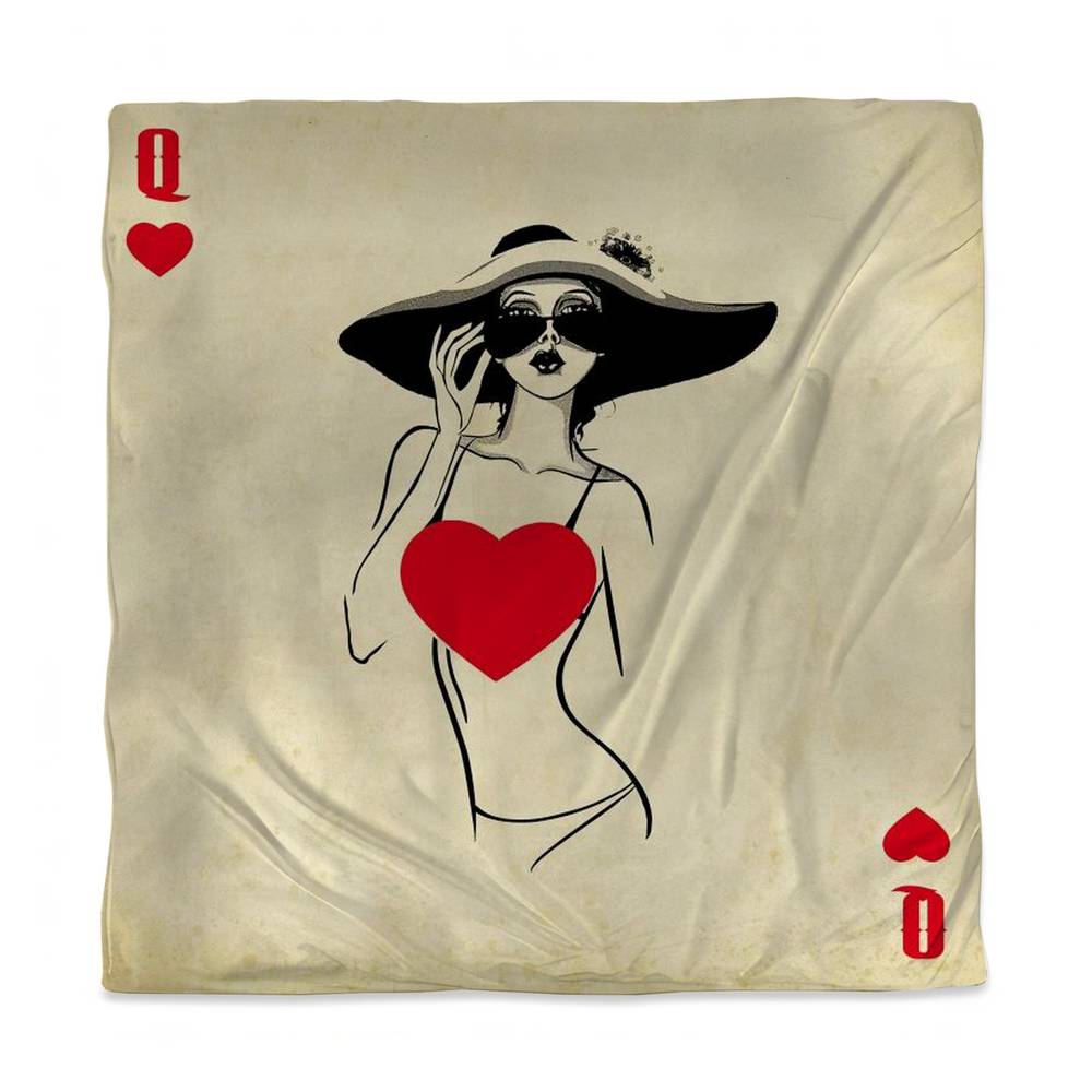 3817-SWCQ-MI14 Queen of Hearts Black Retro Queen Size Duvet Cover - Man Cave Decor