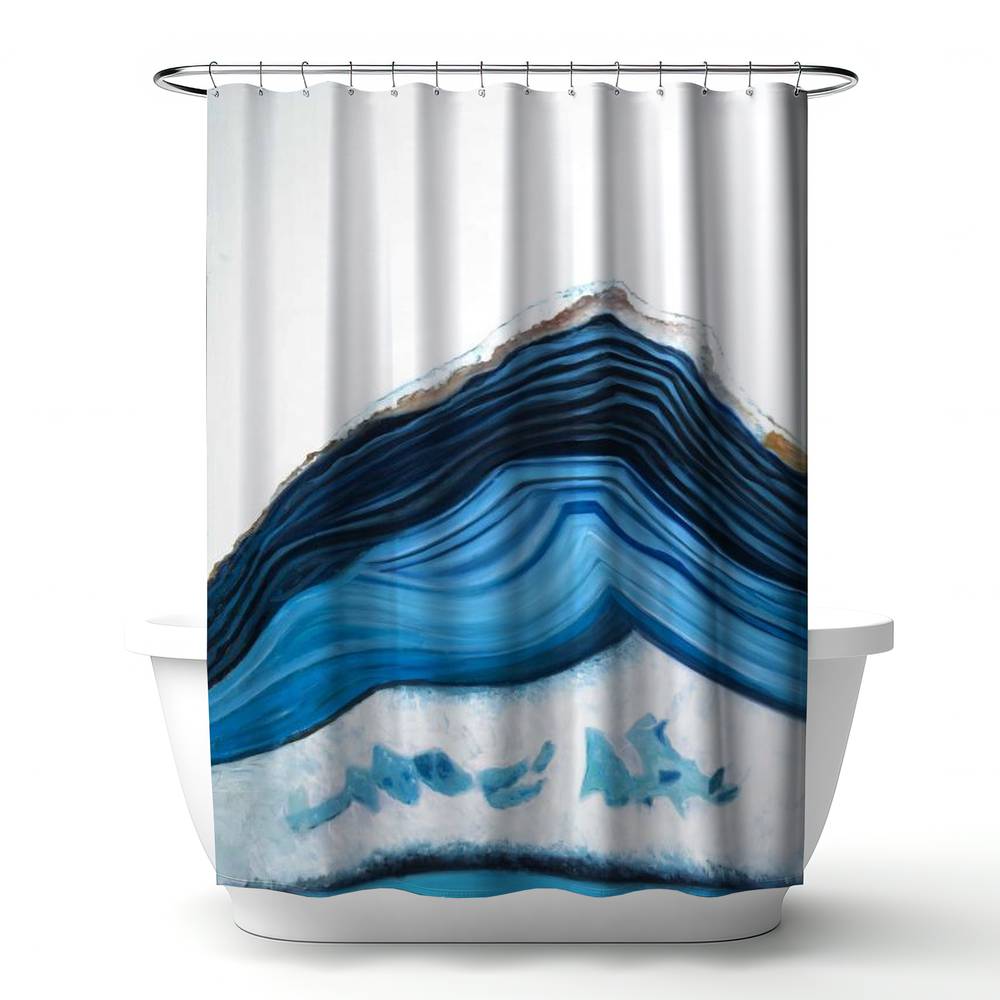 4240-7174-MI98 71 x 74 in. Blue Geode Profile Shower Curtain - Object Blue Bedroom Decor