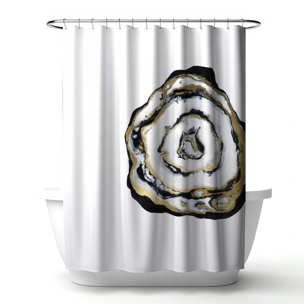 4240-7174-MN6 71 x 74 in. Golden Agate Black Minimalist Shapes Shower Curtain - Home Decor