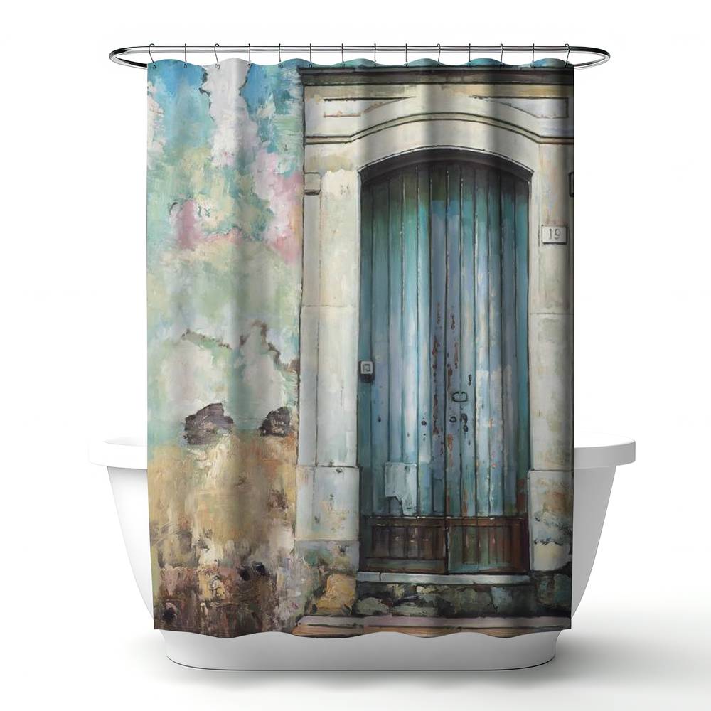 4240-7174-SL9 71 x 74 in. Blue Door Shower Curtain - Still Life Living Room Decor