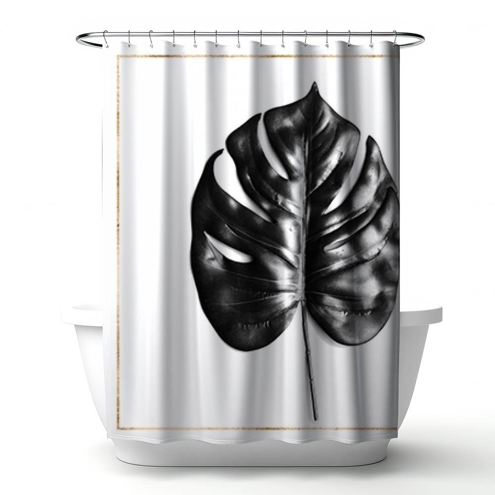 4240-7174-FL302-1 71 x 74 in. Split Leaf Philodendron Shower Curtain - Exotic Home Decor