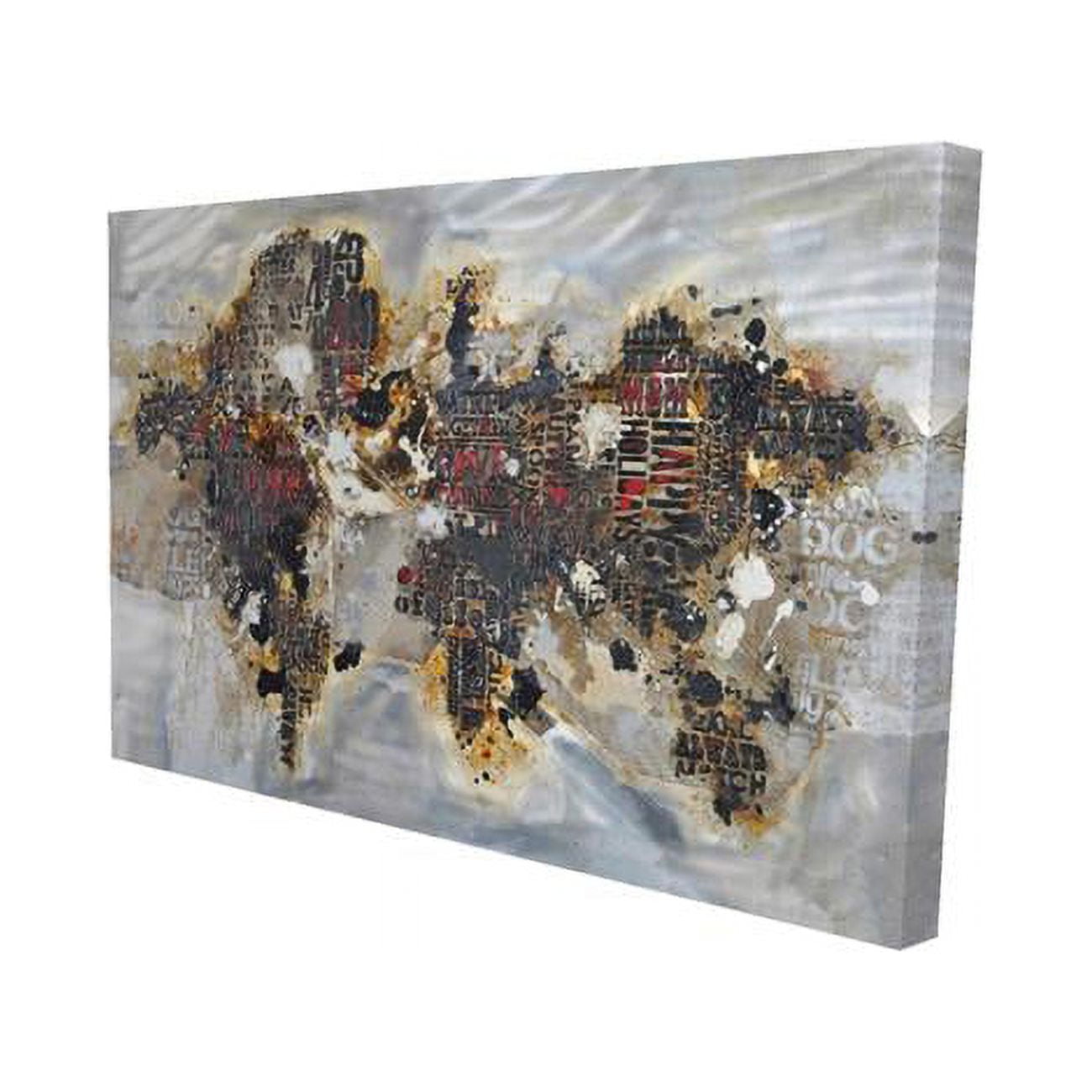 20 x 30 in. Texturized World Map with Typography-Print on Canvas