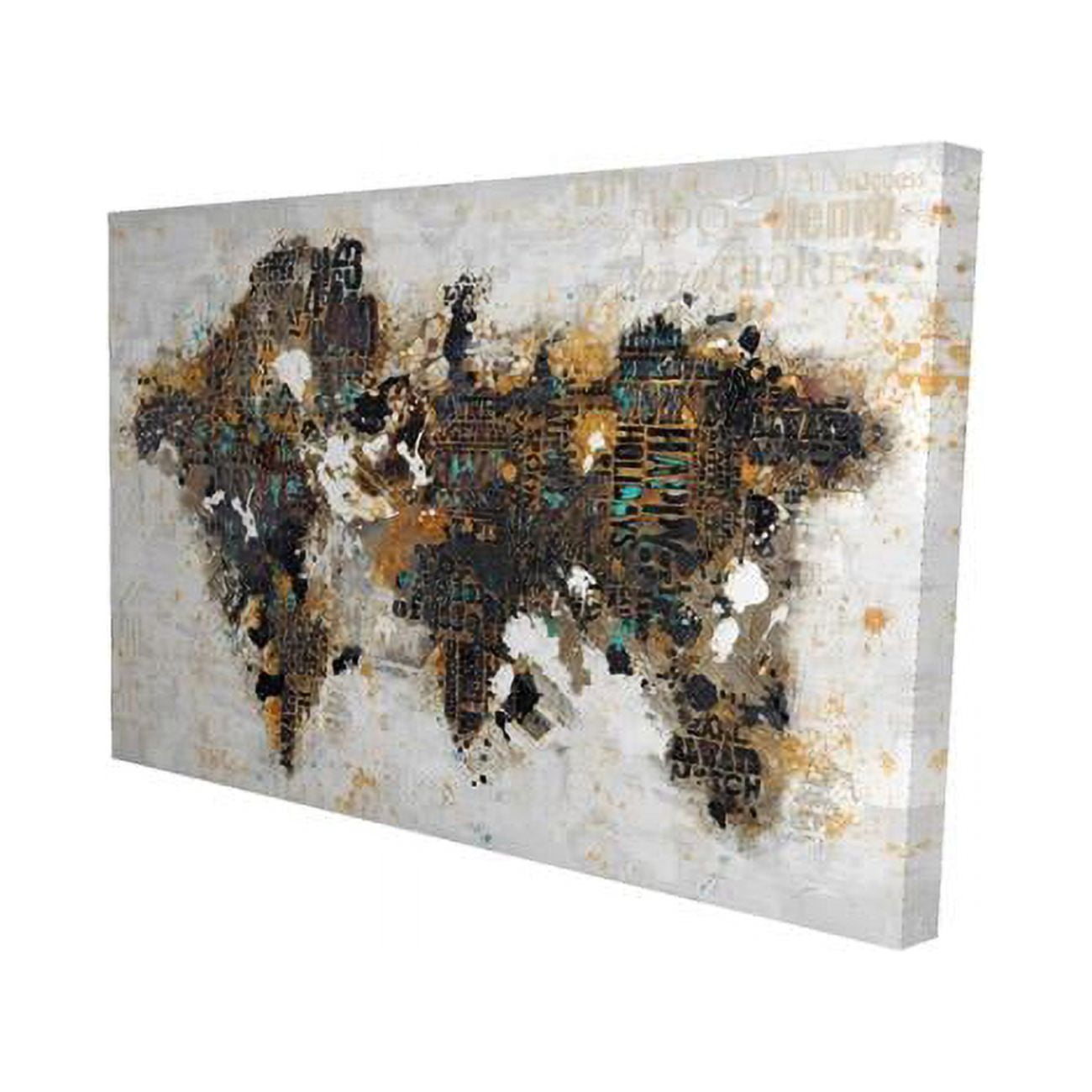 20 x 30 in. Abstract World Map with Typography-Print on Canvas