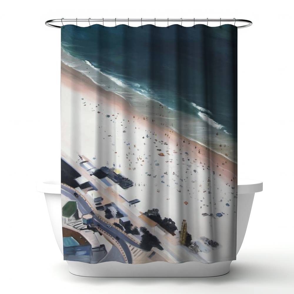 4240-7174-CO126 71 x 74 in. Hot Day at the Beach Coastal Shower Curtain - Home Decor