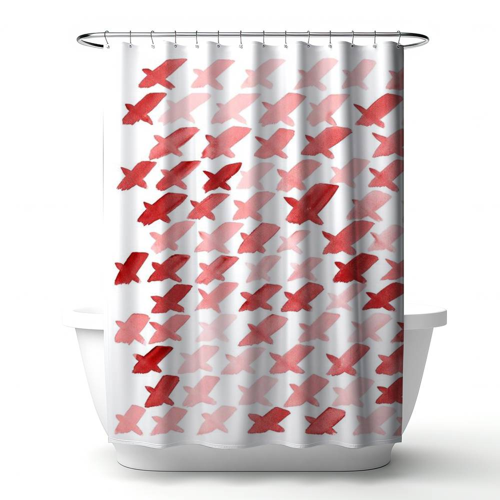 4240-7174-AB70-1 71 x 74 in. Abstract Red Pattern Shower Curtain - Home Decor Essential