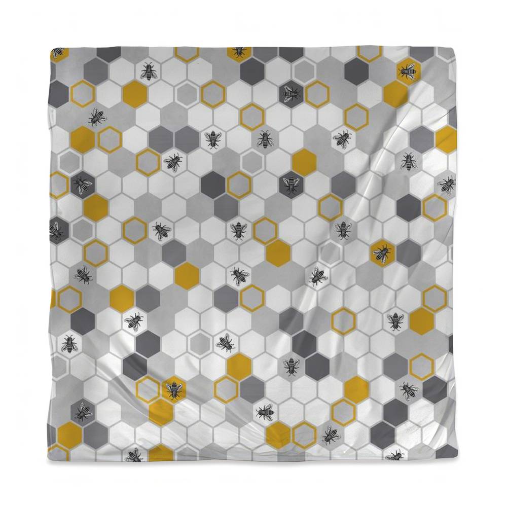 3817-SWCQ-MI50 Beehive Pattern Gray Insect Queen Size Duvet Cover - Home Decor Bedding