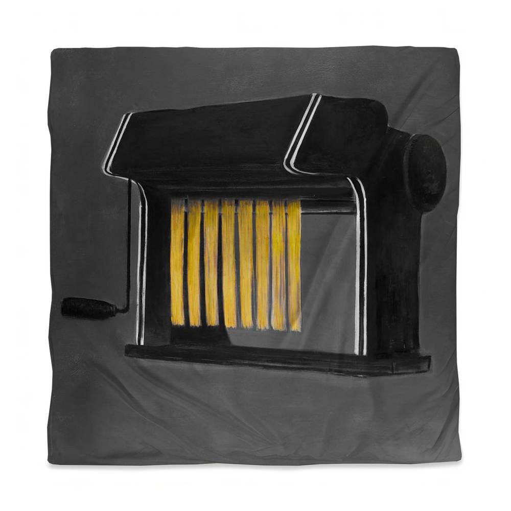 3817-SWCQ-GA48 Gray Kitchen Object Queen Size Duvet Cover - Fresh Pasta Machine Decor