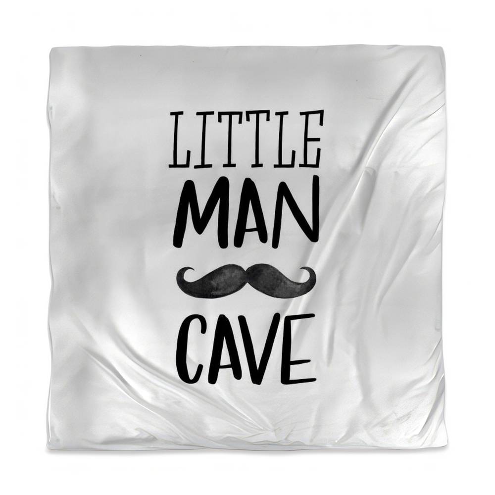 3817-SWCQ-QU18 Little Man Cave Monochrome Queen Size Duvet Cover - Motivational Decor