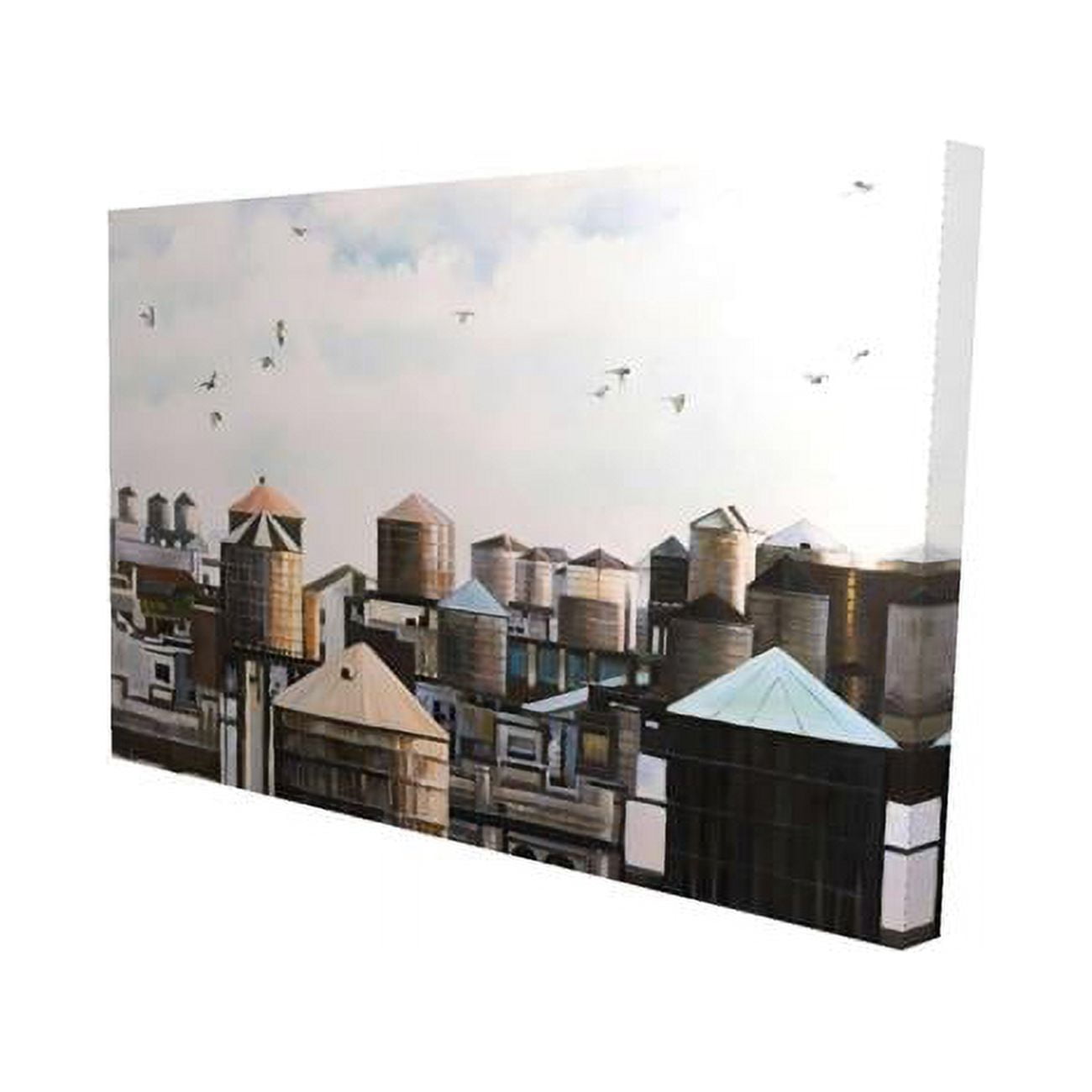 20 x 30 in. Water Towers with Birds-Print on Canvas