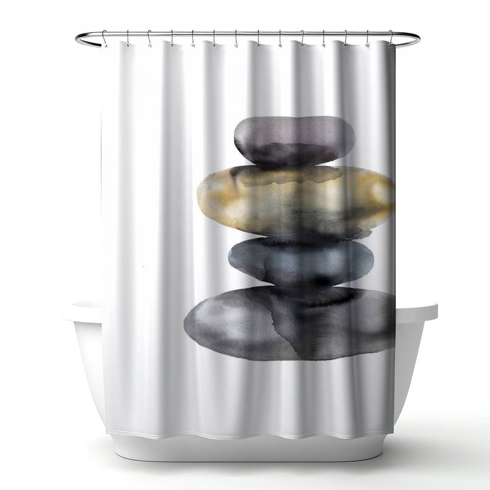 4240-7174-SL25 71 x 74 in. Gray Still Life Shower Curtain - Hot Stones Decor for Bedroom