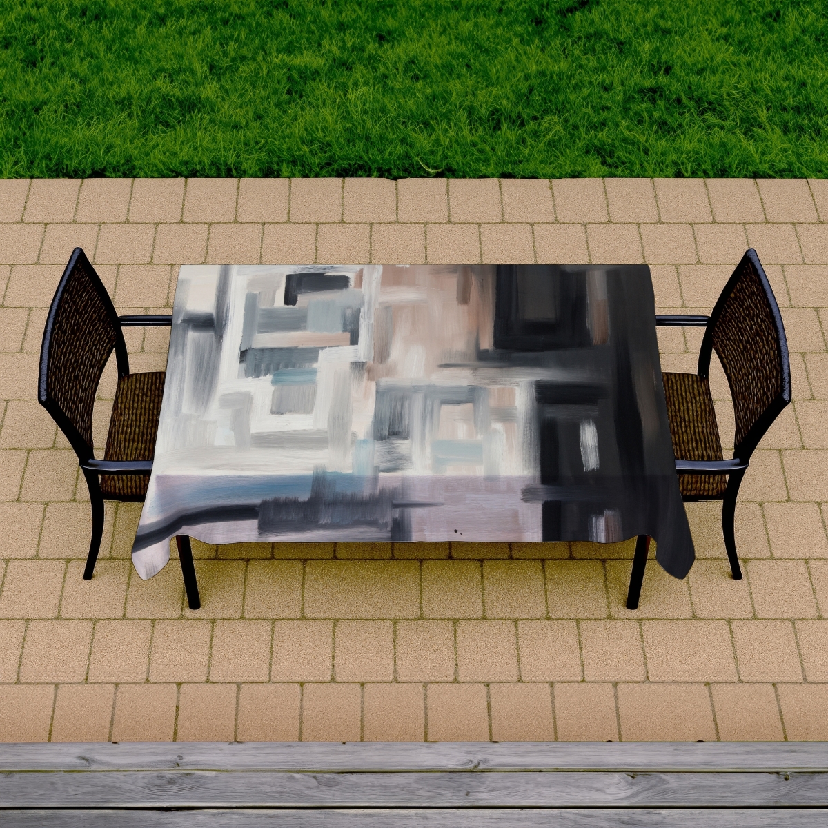 Picture of Begin Home Decor C1TCLRGE3G4I75 58 x 102 in. Nought Shapes Bedroom Abstract Tablecloth - Indoor & Outdoor Decor