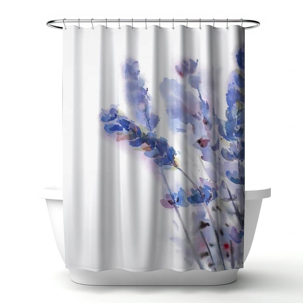 4240-7174-FL230 71 x 74 in. Watercolor Lavender Flowers Shower Curtain - Purple Botanical