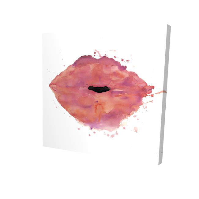 32 x 32 in. Watercolor Pink Lipstick-Print on Canvas
