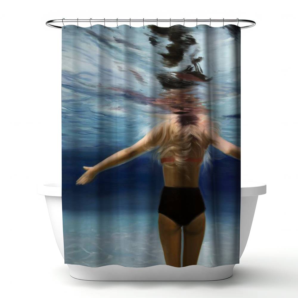 4240-7174-FI62 71 x 74 in. Under the Sea Shower Curtain - Bedroom Blue Figurative Decor