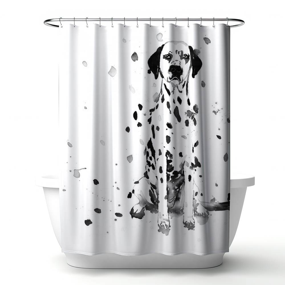 4240-7174-AN472 71 x 74 in. Dalmatian Dog Shower Curtain - Minimalist Bedroom Pet Decor