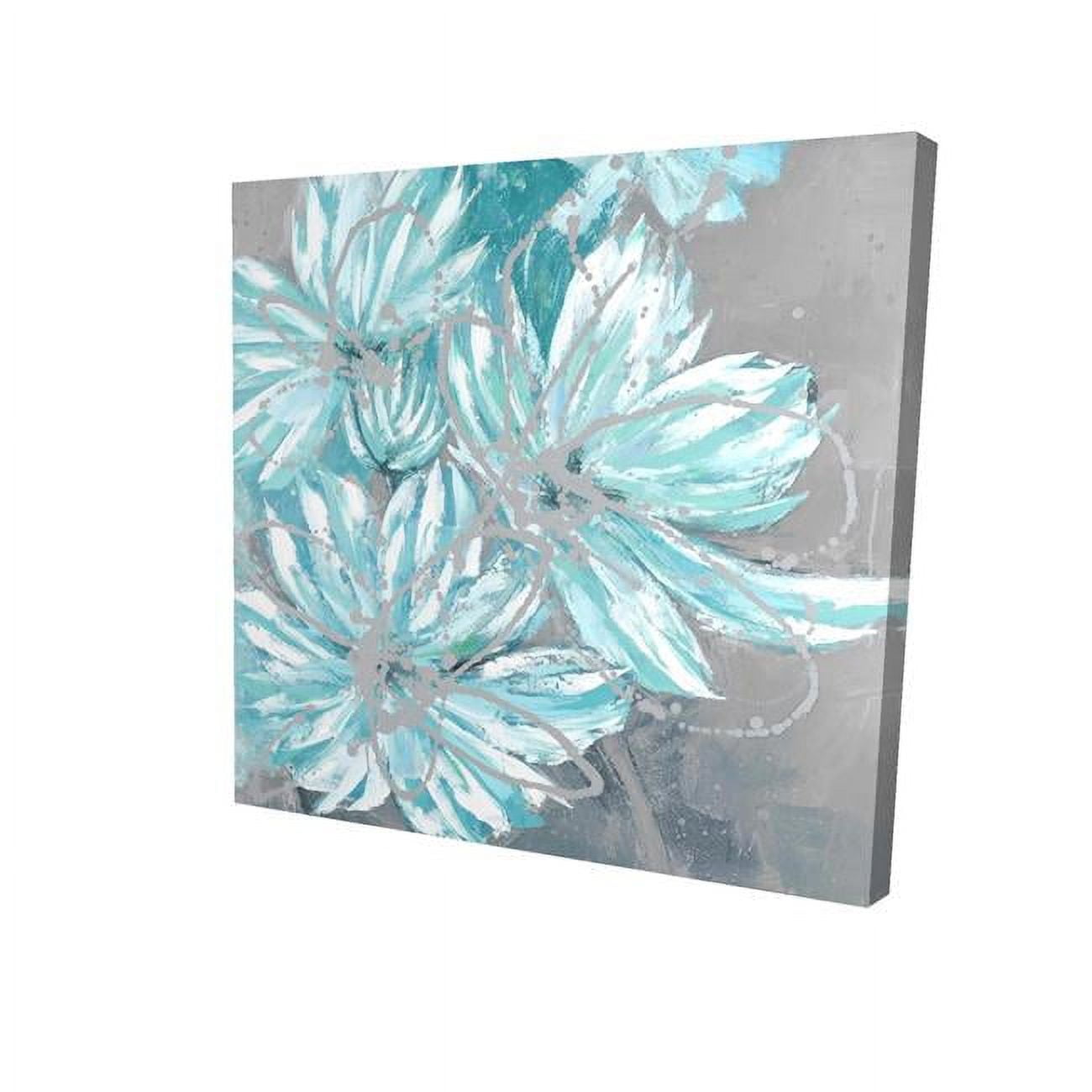 32 x 32 in. Three Little Abstract Blue Flowers-Print on Canvas